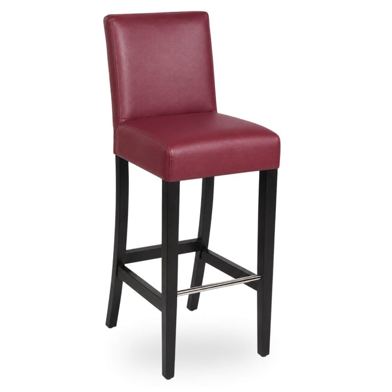 Horeca-Houten-Barstoel-JARNO-Bordeaux-Kunstleer