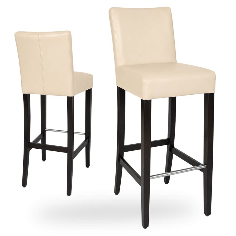 Horeca-Houten-Barstoel-JARNO-Creme-Kunstleer