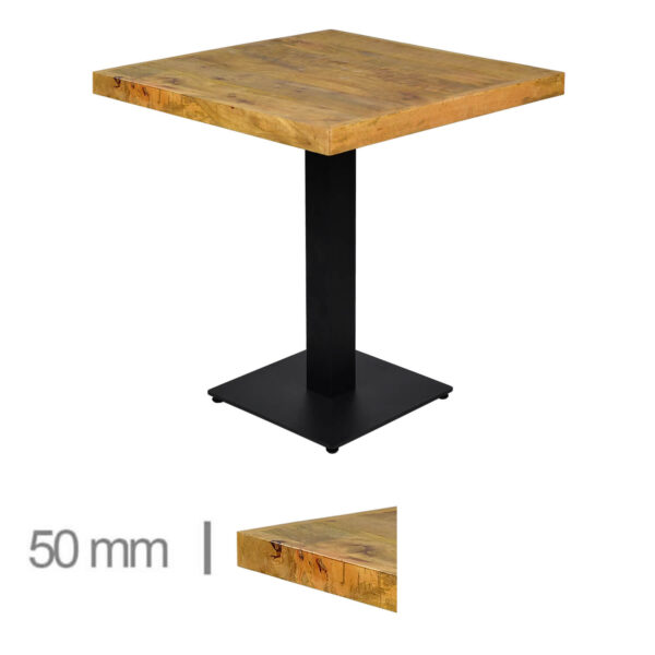 Horeca-Mangohout-Tafel-Mango-60×60-Cm-Met-Gietijzeren-Onderstel-B-339