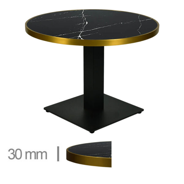 Horeca-Tafel-Rond-Faux-Marmer-Zwart-70-Cm-Met-Onderstel-B-339-L