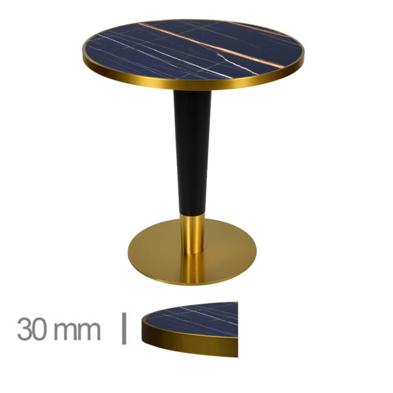 Horeca-Tafel-Rond-Faux-Marmer-Amber-60-Cm-Met-Onderstel-B-320-GOLD-BLACK