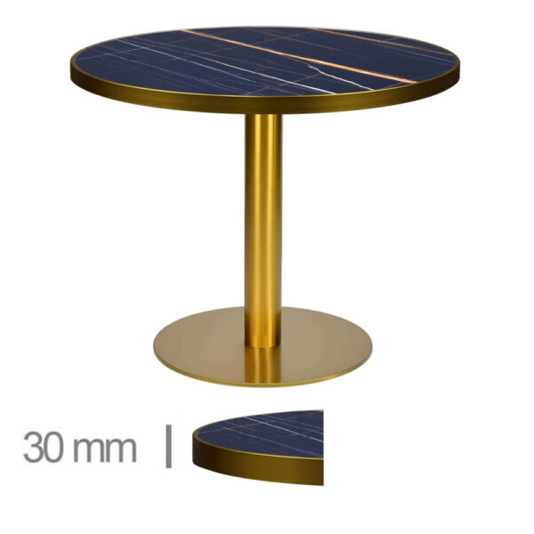 Horeca-Tafel-Rond-Faux-Marmer-Amber-60-Cm-Met-Onderstel-B-320-LOW-GOLD