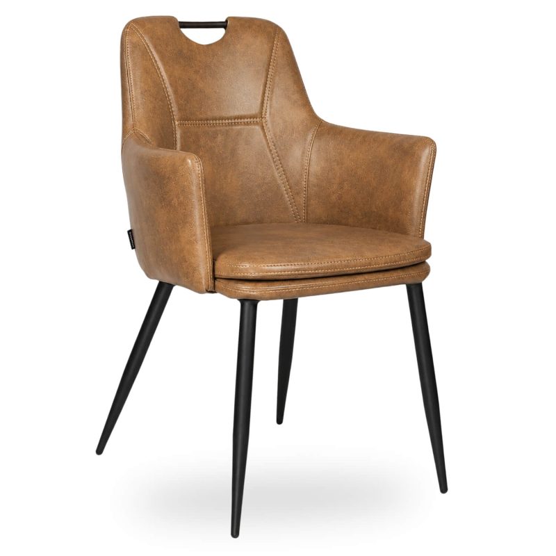Horeca-Armstoel-VICTORIA-Cognac-Vintage-Kunstleer