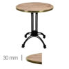 Horec-Tafel-Rond-Met-Messing-Rand-Werzalit-Pony-60-Cm-A-442