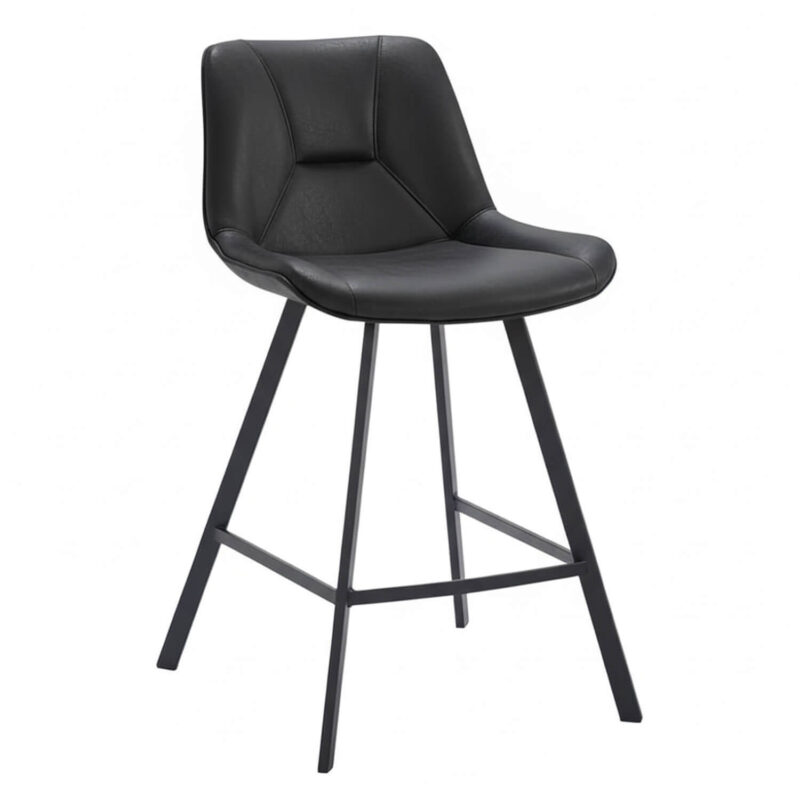 Horeca-Metalen-Barstoel-LUCIANO-Zwart-Vintage-Kunstleer