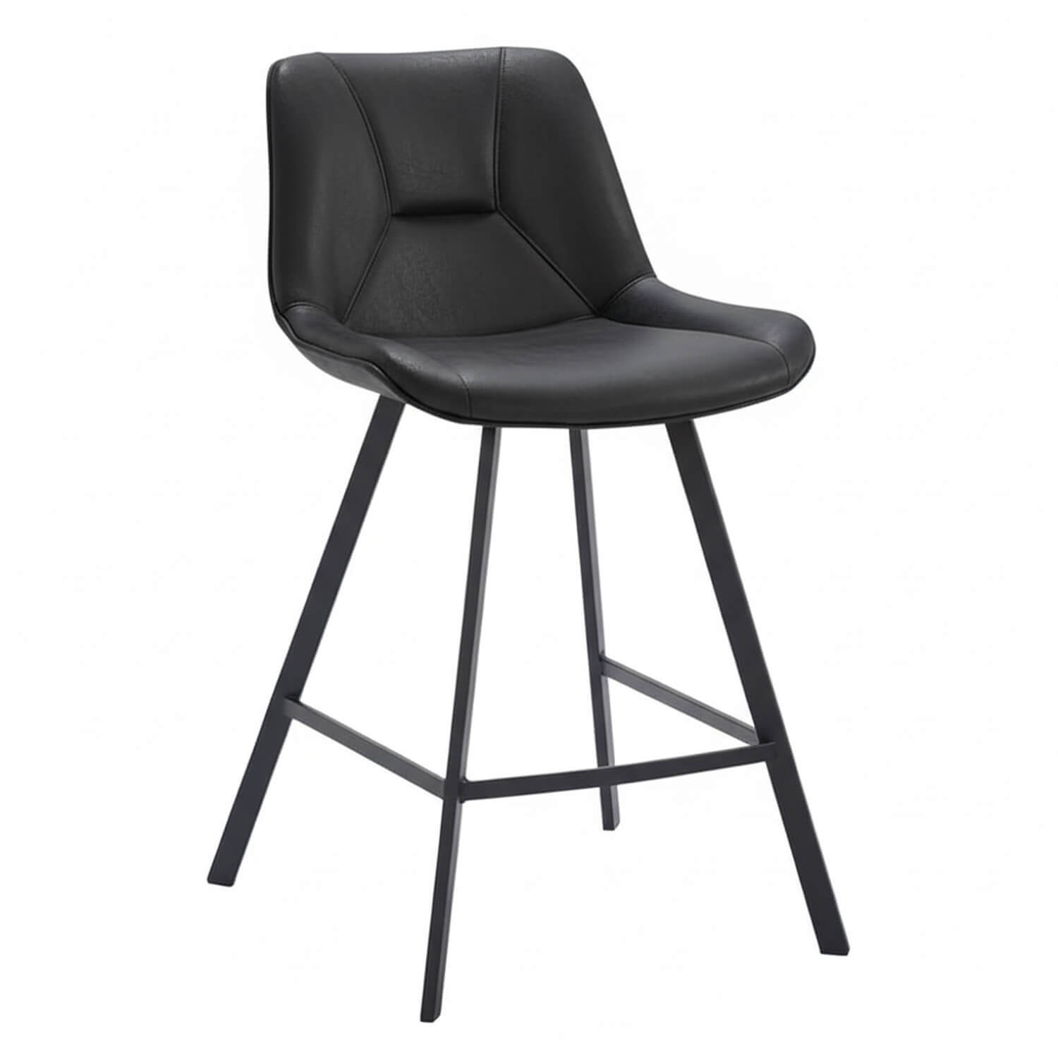 Horeca-Metalen-Barstoel-LUCIANO-Zwart-Vintage-Kunstleer