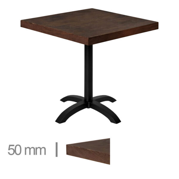 Horeca-Mangohout-Tafel-Met-Klaponderstel-70x70cm-mocca