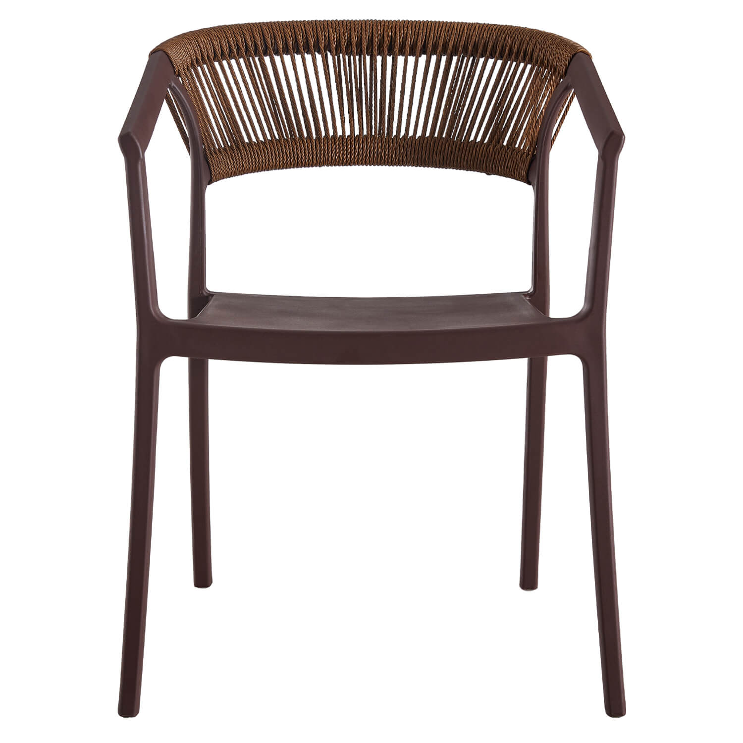 Terrasstoel-CECILE-Armleuning-Stapelbaar-Bruin-Kunststof-Touw-V Terrasstoel-CECILE-Armleuning-Stapelbaar-Bruin-Kunststof-Touw-V