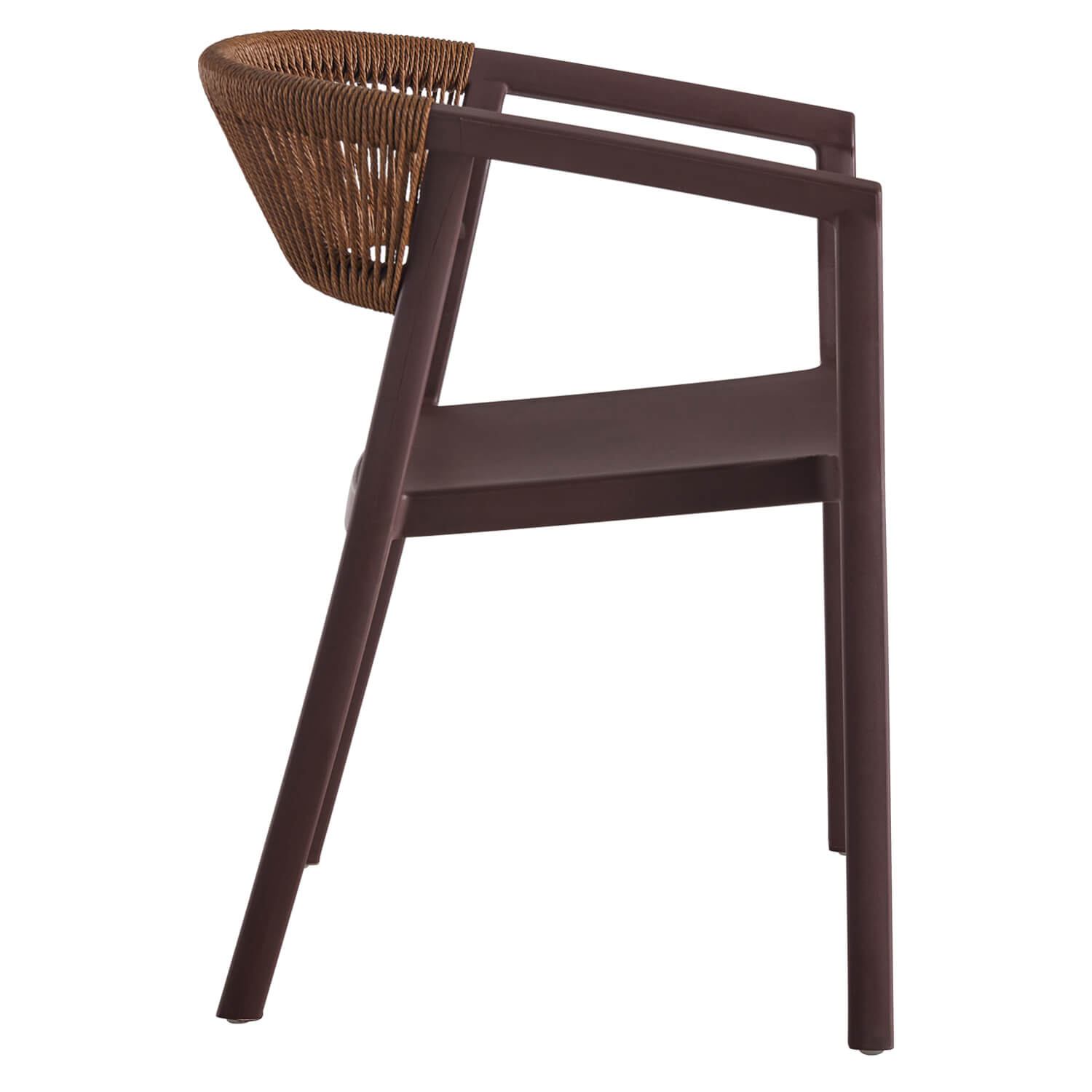 Terrasstoel-CECILE-Armleuning-Stapelbaar-Bruin-Kunststof-Touw-Z Terrasstoel-CECILE-Armleuning-Stapelbaar-Bruin-Kunststof-Touw-Z