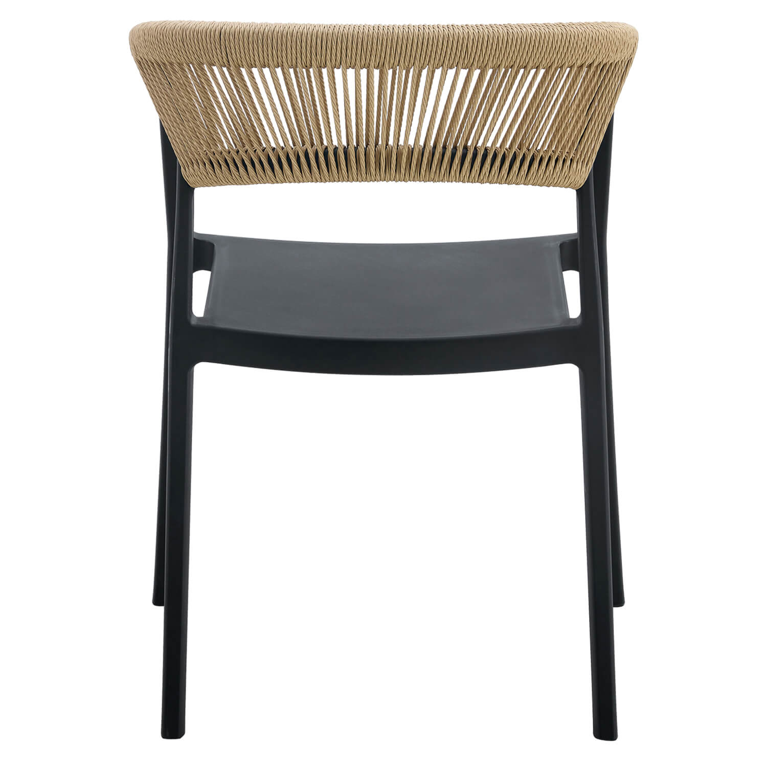 Terrasstoel-CECILE-Armleuning-Stapelbaar-Zwart-Naturel-Kunststof-Touw-A Terrasstoel-CECILE-Armleuning-Stapelbaar-Zwart-Naturel-Kunststof-Touw-A