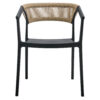 Terrasstoel-CECILE-Armleuning-Stapelbaar-Zwart-Naturel-Kunststof-Touw-V
