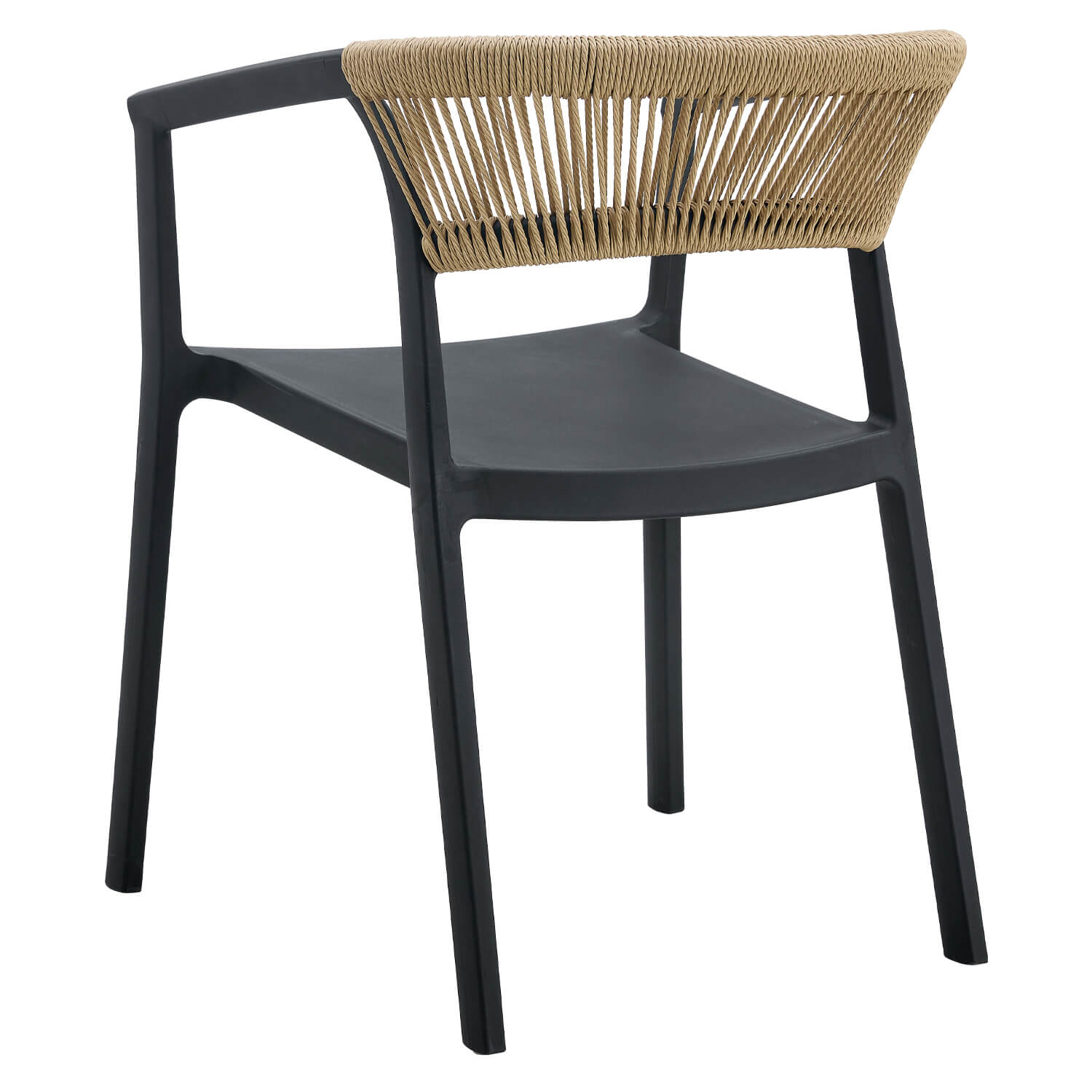 Terrasstoel-CECILE-Armleuning-Stapelbaar-Zwart-Naturel-Kunststof-Touw-ZA Terrasstoel-CECILE-Armleuning-Stapelbaar-Zwart-Naturel-Kunststof-Touw-ZA