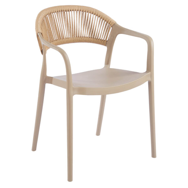 Terrasstoel-SIRENE-Armleuning-Stapelbaar-Naturel-Kunststof-Touw