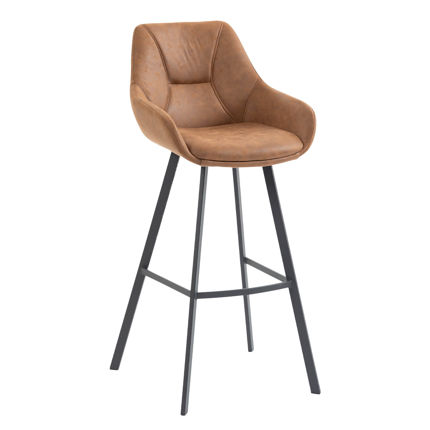 Horeca-Metalen-Bar-Armstoel-BIAS-Cognac-Microvezel