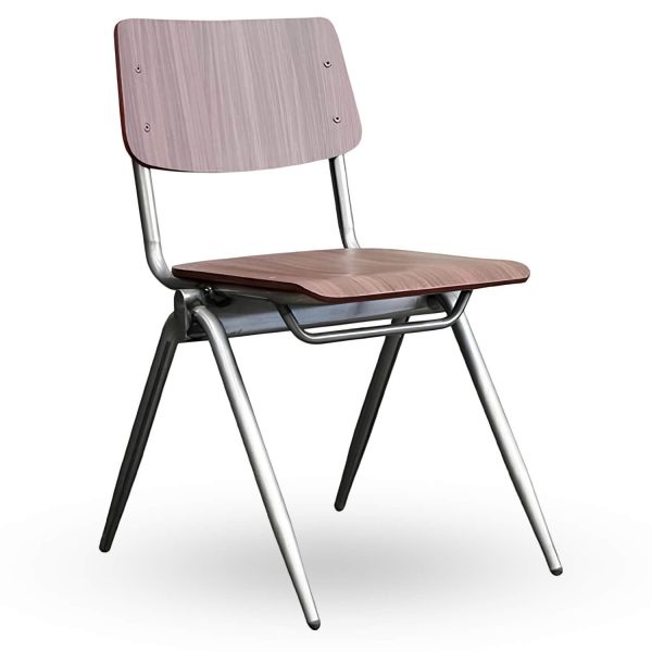 Stapelbare-Schoolstoel-OXFORD-Donkerbruin-Hout