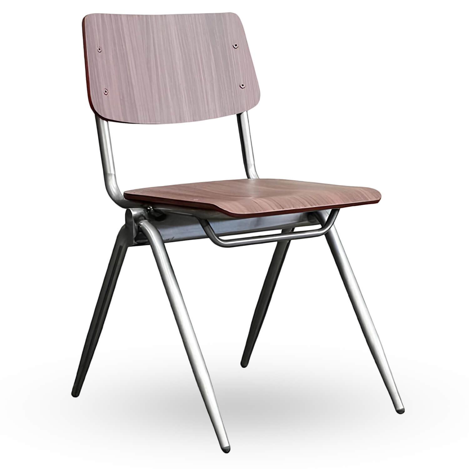 Stapelbare-Schoolstoel-OXFORD-Donkerbruin-Hout