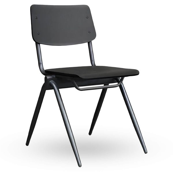 Stapelbare-Schoolstoel-OXFORD-Zwart-Hout