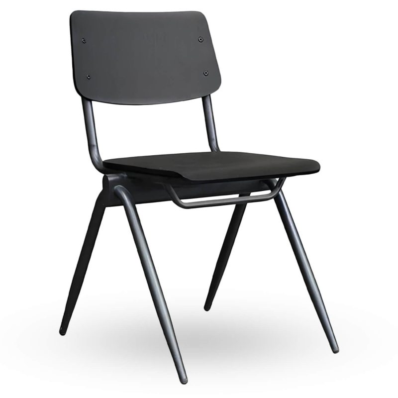 Stapelbare-Schoolstoel-OXFORD-Zwart-Hout