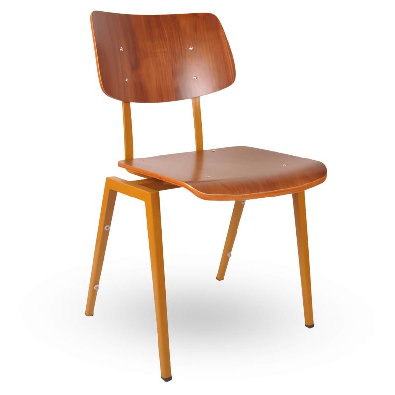 Stapelbare-Schoolstoel-URBAN-Bruin-Hout-Oker-Legs