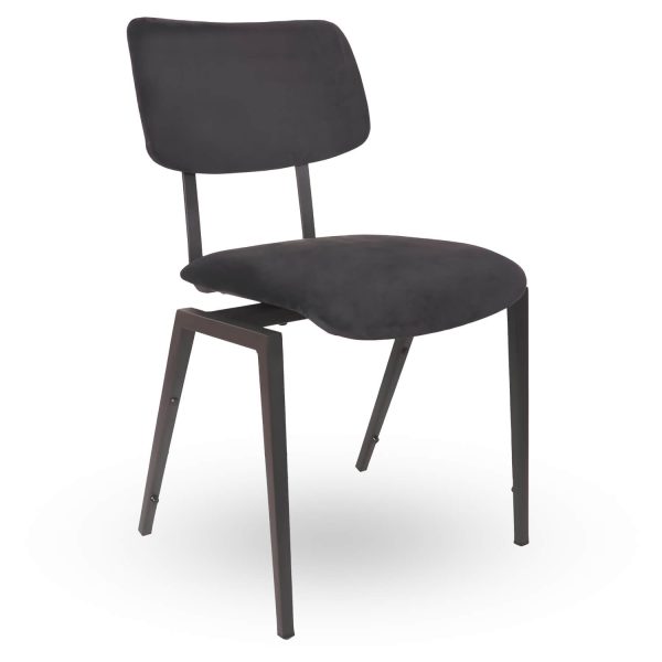 Stapelbare-Schoolstoel-URBAN-Zwart-Velvet-Fluweel