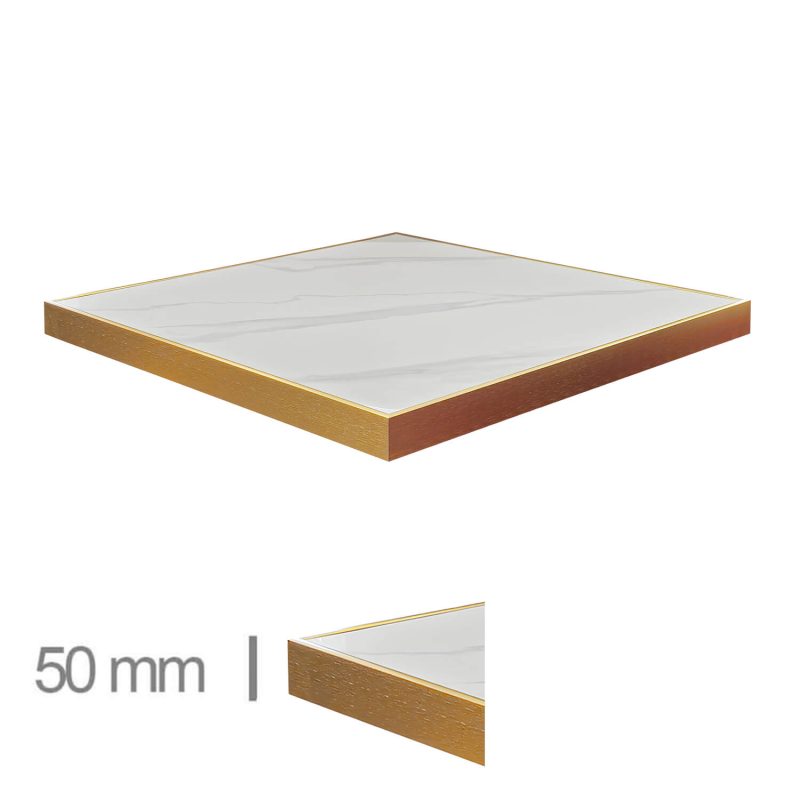 Horeca-Tafelblad-FAUX-MARMER-WIT-EDGE-GOUD-5cm-Dik