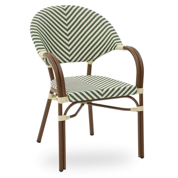 Terrasstoel-NAPELS-Armleuning-Stapelbaar-Groen-Creme