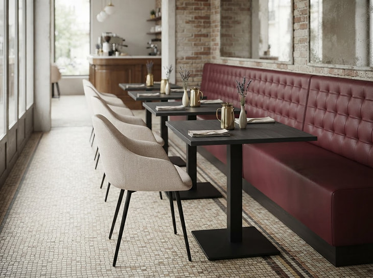 Agencement CHR d'une salle de restaurant avec tables et chaises Intermob